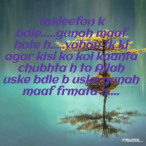 Quote by Shaheen Ali - Takleefon k bdle.....gunah maaf hote h.....yahan tk ki agar kisi ko koi kaanta chubhta h to Allah uske bdle b uske gunah maaf frmata h.... - Made using Quotes Creator App, Post Maker App