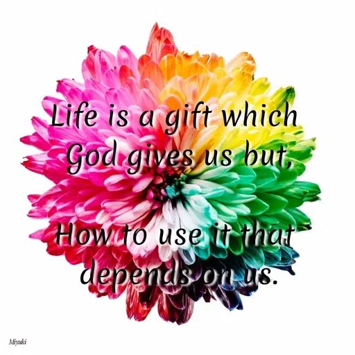 Quote by Princi agrawal - Life is a gift which
God gives us but,
Howto use tr that
Miyuki
 - Made using Quotes Creator App, Post Maker App