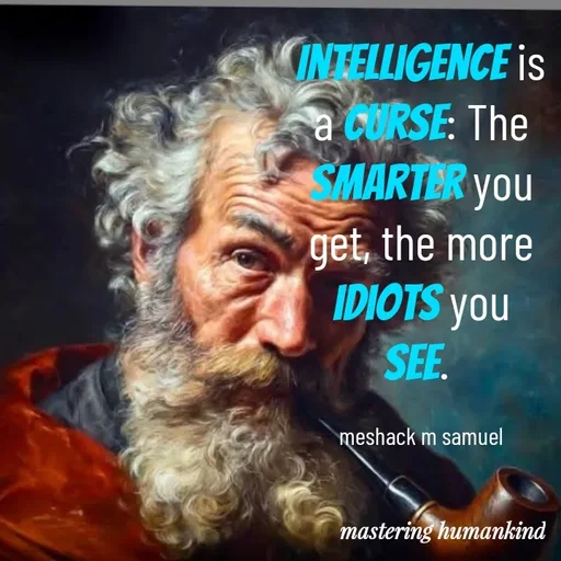 Quote by Meshack M Samuel - Intelligence is a curse: The smarter you get, the more idiots you see. 

meshack m samuel - Made using Quotes Creator App, Post Maker App