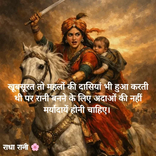 Quote by राधा रानी 🌸 - खूबसूरत तो महलों की दासियां भी हुआ करती थी पर रानी बनने के लिए अदाओं की नहीं मर्यादायें होनी चाहिए।  - Made using Quotes Creator App, Post Maker App