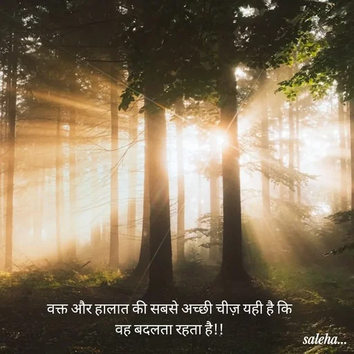 Quote by Saleha Ansari - वक्त और हालात की सबसे अच्छी चीज़ यही है कि
वह बदलता रहता है!! - Made using Quotes Creator App, Post Maker App