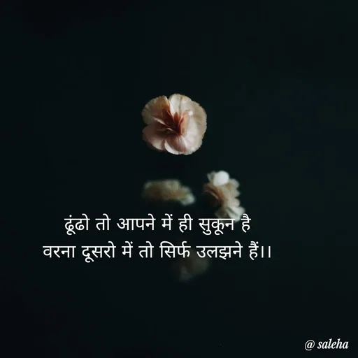Quote by Saleha Ansari - ढूंढो तो आपने में ही सुकून है
वरना दूसरो में तो सिर्फ उलझने हैं।। - Made using Quotes Creator App, Post Maker App