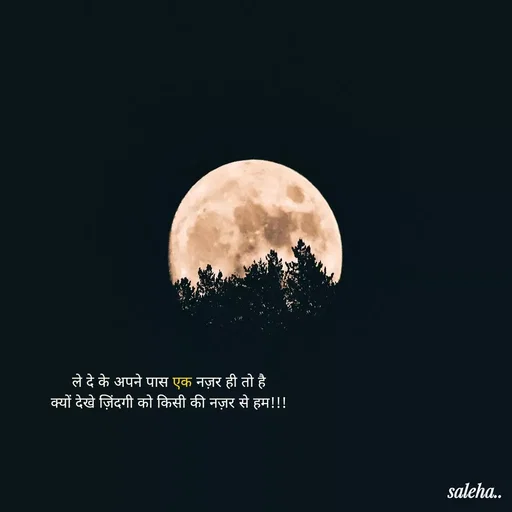 Quote by Saleha Ansari - ले दे के अपने पास एक नज़र ही तो है 
क्यों देखे ज़िंदगी को किसी की नज़र से हम!!!  - Made using Quotes Creator App, Post Maker App