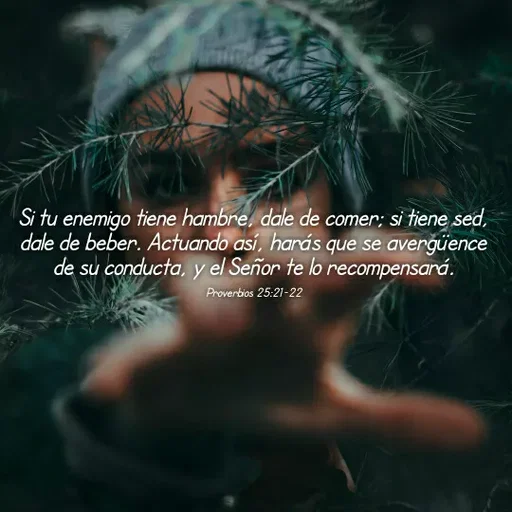 Quote by Natalia Rodriguez - Si tu enemigo tiene hambre, dale de comer; si tiene sed,
dale de beber. Actuando así, harás que se avergüence
de su conducta, y el Señor te lo recompensará.
Proverbios 25:21-22
 - Made using Quotes Creator App, Post Maker App
