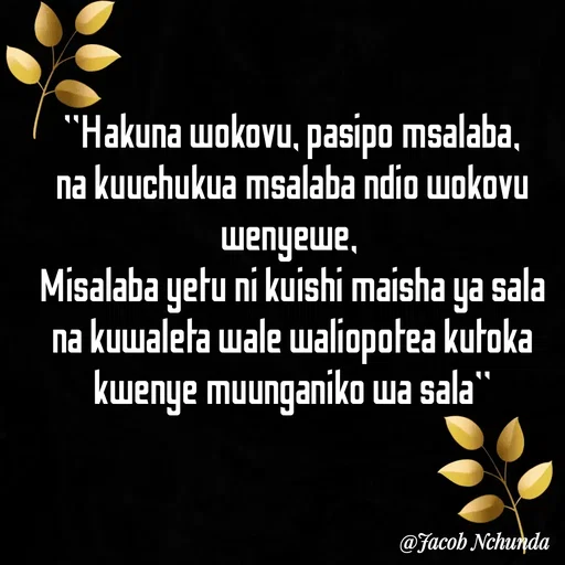 Quote by JACOB NCHUNDA - "Hakuna wokovu, pasipo msalaba, na kuuchukua msalaba ndio wokovu wenyewe, 
Misalaba yetu ni kuishi maisha ya sala na kuwaleta wale waliopotea kutoka kwenye muunganiko wa sala" - Made using Quotes Creator App, Post Maker App