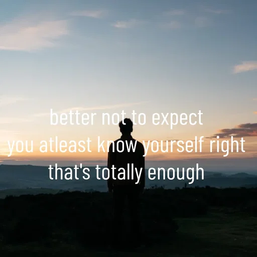 Quote by WOW🎆_world of_wonderful - better not to expect 
you atleast know yourself right 
that's totally enough  - Made using Quotes Creator App, Post Maker App