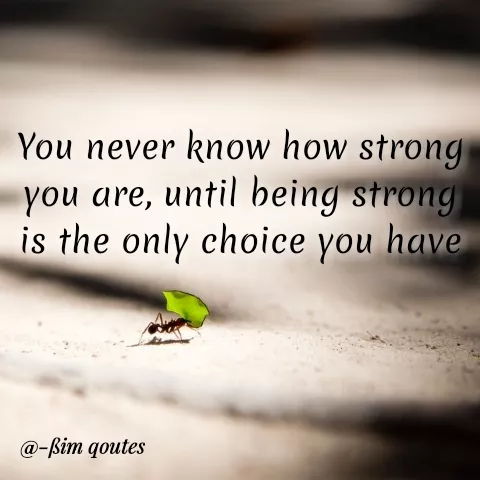 Quote by Mohd Saleem - You never know how strong
you are, until being strong
is the only choice you have
@-ßim qoutes
 - Made using Quotes Creator App, Post Maker App