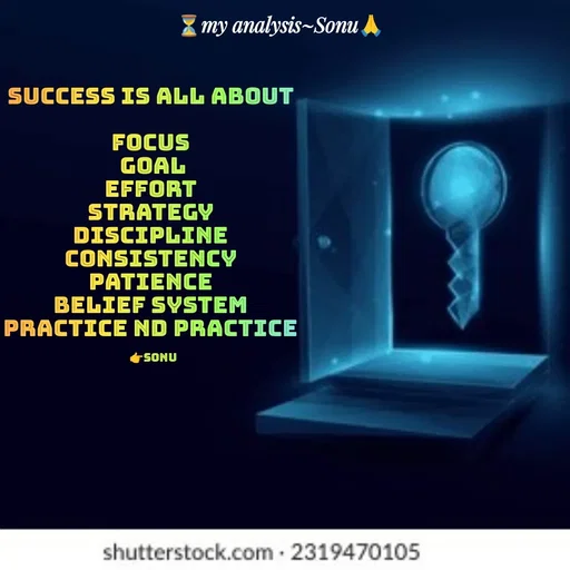 Quote by SK Mahto - success is all about 

focus 
goal
effort 
strategy 
discipline 
consistency 
patience 
belief system 
practice nd practice 

👉sonu - Made using Quotes Creator App, Post Maker App