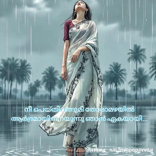Quote by Sivedhya San - നീ പെയ്തിറങ്ങുമീ തോരാമഴയിൽ ആർദ്രമായി നനയുന്നു ഞാൻ ഏകയായി... - Made using Quotes Creator App, Post Maker App