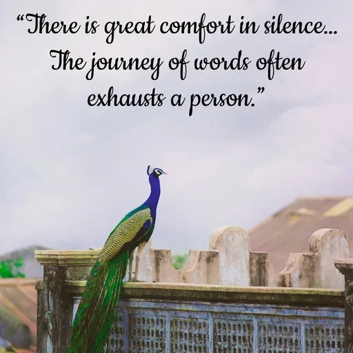 Quote by Tasneem Ara - “There is great comfort in silence…
The journey of words often exhausts a person.” - Made using Quotes Creator App, Post Maker App