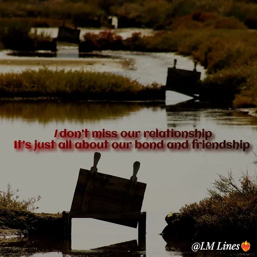 Quote by I.M ... - I don't miss our relationship
It's just all about our bond and friendship  - Made using Quotes Creator App, Post Maker App