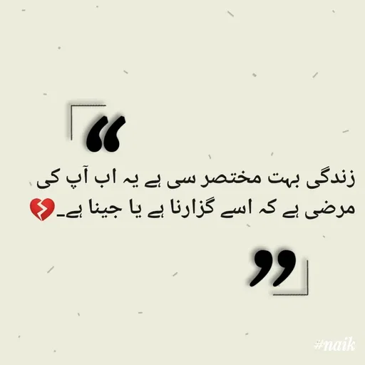 Quote by Naik - زندگی بہت مختصر سی ہے یہ اب آپ کی مرضی ہے کہ اسے گزارنا ہے یا جینا ہے_💔 - Made using Quotes Creator App, Post Maker App