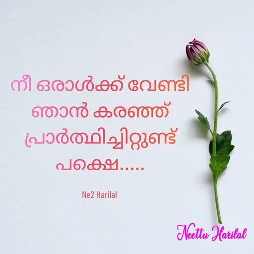 Quote by Neettu Harilal - നീ ഒരാൾക്ക് വേണ്ടി ഞാൻ കരഞ്ഞ് പ്രാർത്ഥിച്ചിറ്റുണ്ട് പക്ഷെ.....

Ne2 Harilal  - Made using Quotes Creator App, Post Maker App