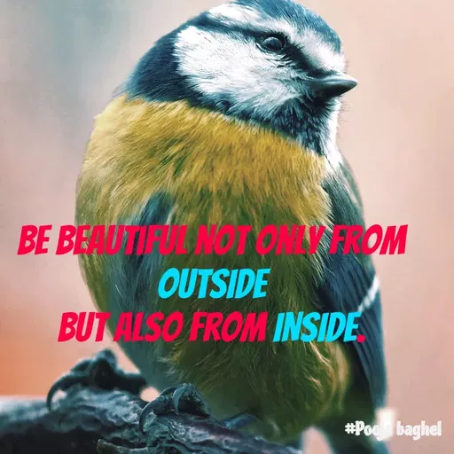 Quote by Pooja Baghel - Be beautiful not only from 
OUTSIDE 
but also from INSIDE.  - Made using Quotes Creator App, Post Maker App