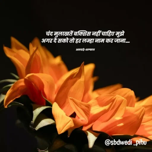 Quote by Payal Kodape - चंद मुलाखतें बक्शिस नहीं चाहिए मुझे 
अगर दे सको तो हर लम्हा नाम कर जाना....

अनचाहे-अल्फाज  - Made using Quotes Creator App, Post Maker App