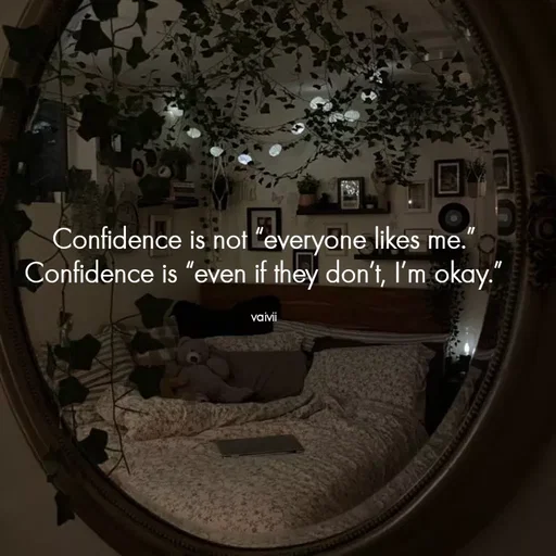 Quote by Vaivii Jaybhaye - Confidence is not “everyone likes me.” Confidence is “even if they don’t, I’m okay.”

vaivii - Made using Quotes Creator App, Post Maker App