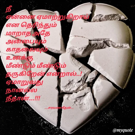 Quote by Saravanan Geethan - நீ
என்னை ஏமாற்றுகிறாய் 
என தெரிந்தும்
மாறாத அதே
அன்பையும்
காதலையும் 
உனக்கு
மீண்டும் மீண்டும் 
தருகிறேன் என்றால்..!
ஏமாறுவது 
நானல்ல
நீதான்...!!!

                                                                 ___சரவணகீதன்... - Made using Quotes Creator App, Post Maker App