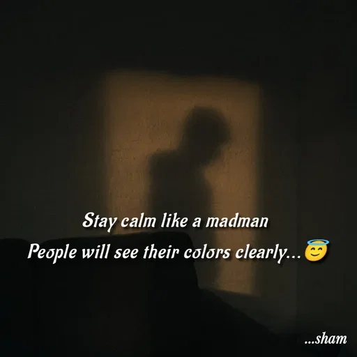 Quote by Sham....🙂✨ - 



Stay calm like a madman
 People will see their colors clearly...😇

 - Made using Quotes Creator App, Post Maker App