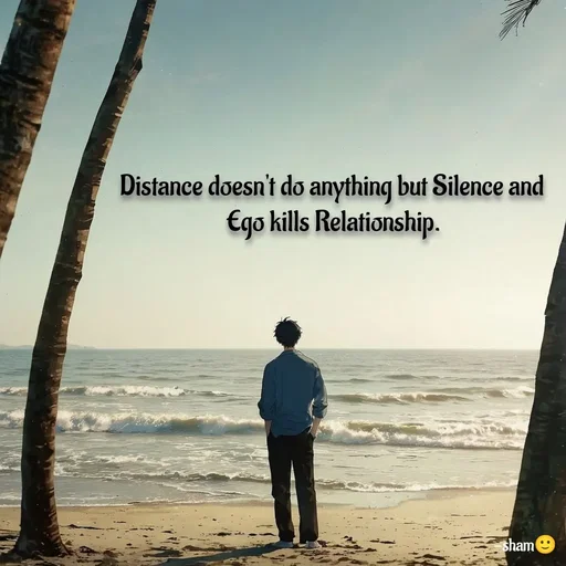 Quote by Sham....🙂✨ - Distance doesn't do anything but Silence and 
Ego kills Relationship. - Made using Quotes Creator App, Post Maker App