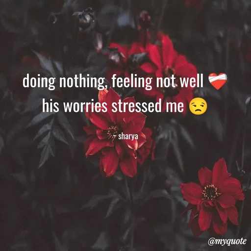 Quote by Sharya - doing nothing, feeling not well ❤️‍🩹
his worries stressed me 😒

~ sharya - Made using Quotes Creator App, Post Maker App