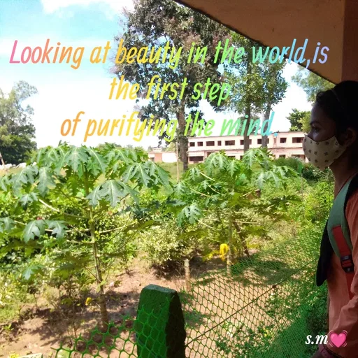 Quote by s.m - Looking at beauty in the world,is the first step
of purifying the mind. - Made using Quotes Creator App, Post Maker App