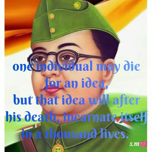Quote by s.m - one individual may die for an idea,
but that idea will after his death, incarnate itself in a thousand lives.  - Made using Quotes Creator App, Post Maker App