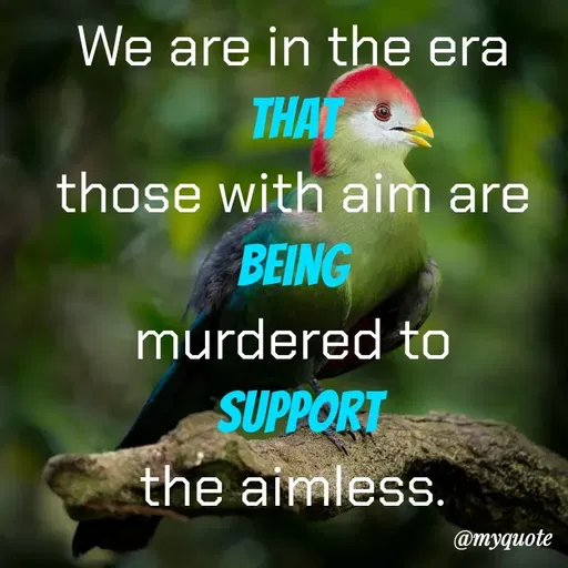 Quote by Amor Powers - We are in the era that
those with aim are being
murdered to
 support
the aimless. - Made using Quotes Creator App, Post Maker App