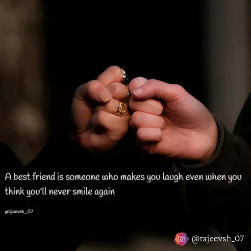 Quote by Rajeev Sharma - A best friend is someone who makes you laugh even when you think you'll never smile again

@rajeevsh_07 - Made using Quotes Creator App, Post Maker App