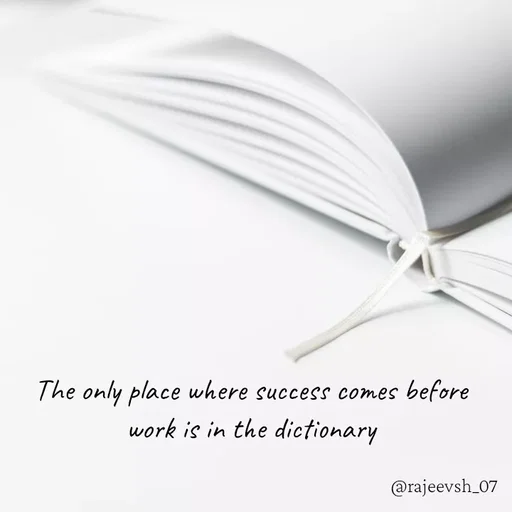 Quote by Rajeev Sharma - The only place where success comes before work is in the dictionary - Made using Quotes Creator App, Post Maker App