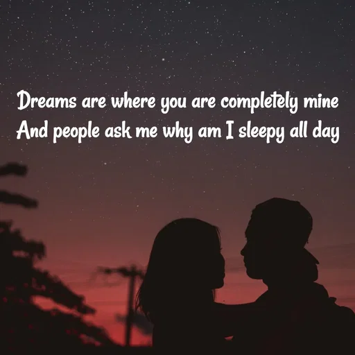 Quote by Meh_Sanhitha - Dreams are where you are completely mine
And people ask me why am I sleepy all day - Made using Quotes Creator App, Post Maker App