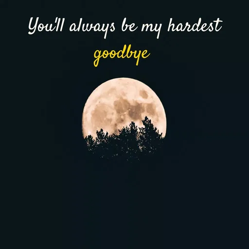 Quote by Meh_Sanhitha - You'll always be my hardest goodbye  - Made using Quotes Creator App, Post Maker App