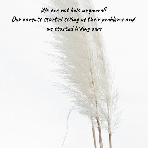 Quote by Meh_Sanhitha - We are not kids anymore!!
Our parents started telling us their problems and
 we started hiding ours - Made using Quotes Creator App, Post Maker App