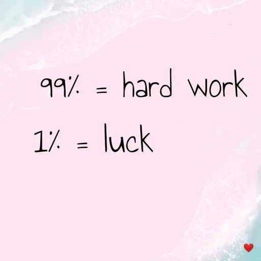 Quote by vandana - 99% = hard work
1% = luck        - Made using Quotes Creator App, Post Maker App