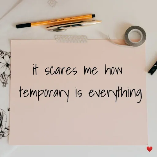 Quote by vandana - it scares me how 
temporary is everything
 - Made using Quotes Creator App, Post Maker App