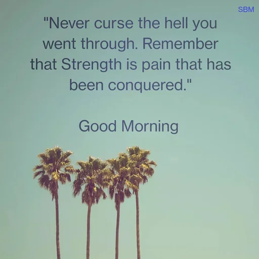 Quote by Ballamurugan S - "Never curse the hell you went through. Remember that Strength is pain that has been conquered."

Good Morning  - Made using Quotes Creator App, Post Maker App