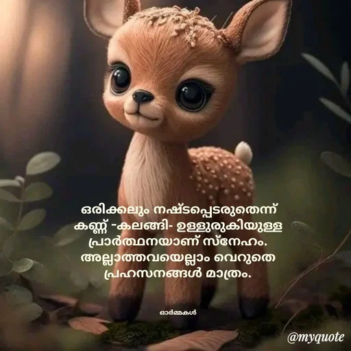 Quote by Ormakal -  ഒരിക്കലും നഷ്ടപ്പെടരുതെന്ന്
കണ്ണ് -കലങ്ങി- ഉള്ളുരുകിയുള്ള
പ്രാർത്ഥനയാണ് സ്നേഹം.
അല്ലാത്തവയെല്ലാം വെറുതെ
പ്രഹസനങ്ങൾ മാത്രം.



ഓർമ്മകൾ - Made using Quotes Creator App, Post Maker App