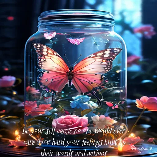 Quote by broken hearted queen - be your self cause no one would ever 
care  how hard your feelings hurt by
their words and actions  - Made using Quotes Creator App, Post Maker App