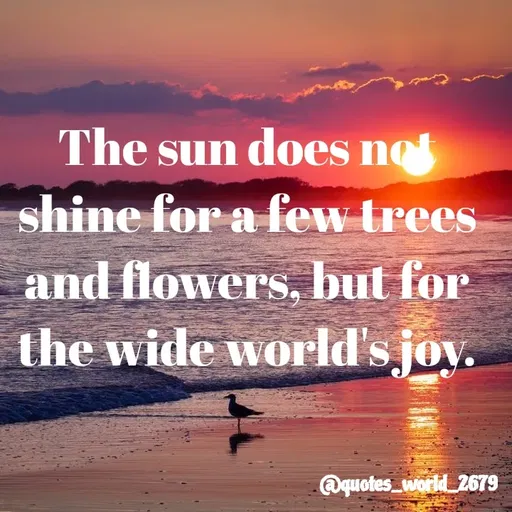 Quote by Devanshi  - The sun does not
shine for a few trees
and flowers, but for
the wide world's joy.
@quotes_world_2679
 - Made using Quotes Creator App, Post Maker App