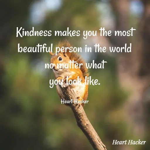 Quote by Heart Hacker - Kindness makes you the most
beautiful person in the world
no matter what
you look like.

Heart Hacker - Made using Quotes Creator App, Post Maker App