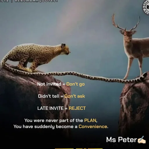 Quote by Sanjana Peter - Not Invited = Don't go

 Didn't tell = Don't ask

 LATE INVITE = REJECT

 You were never part of the PLAN, 
You have suddenly become a Convenience. - Made using Quotes Creator App, Post Maker App
