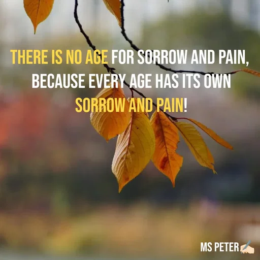 Quote by Sanjana Peter - There is no age for sorrow and pain, 
because every age has its own sorrow and pain! - Made using Quotes Creator App, Post Maker App