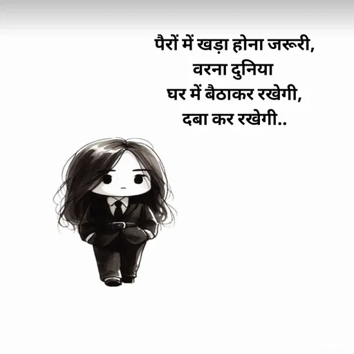 Quote by Avishk... - पैरों में खड़ा होना जरूरी,
वरना दुनिया 
घर में बैठाकर रखेगी,
दबा कर रखेगी.. - Made using Quotes Creator App, Post Maker App