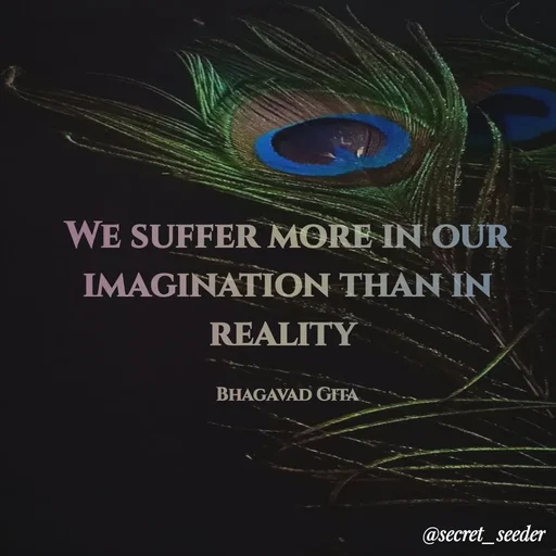 Quote by secret seeder - We suffer more in our imagination than in reality 

Bhagavad Gita - Made using Quotes Creator App, Post Maker App