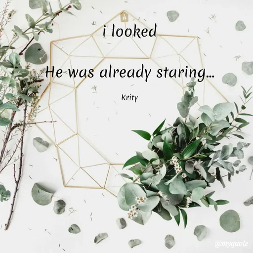 Quote by Krity Dubey - i looked

He was already staring...

Krity - Made using Quotes Creator App, Post Maker App