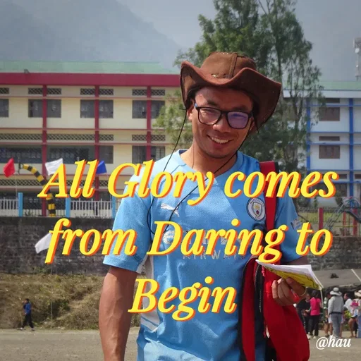 Quote by Isaac Hau - All Glory comes from Daring to Begin  - Made using Quotes Creator App, Post Maker App