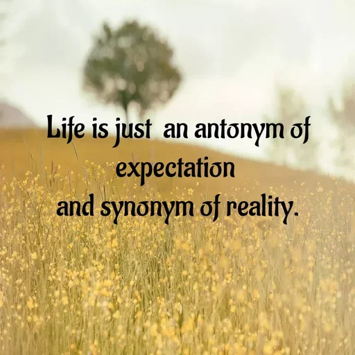 Quote by Grace - Life is just  an antonym of expectation 
and synonym of reality. - Made using Quotes Creator App, Post Maker App