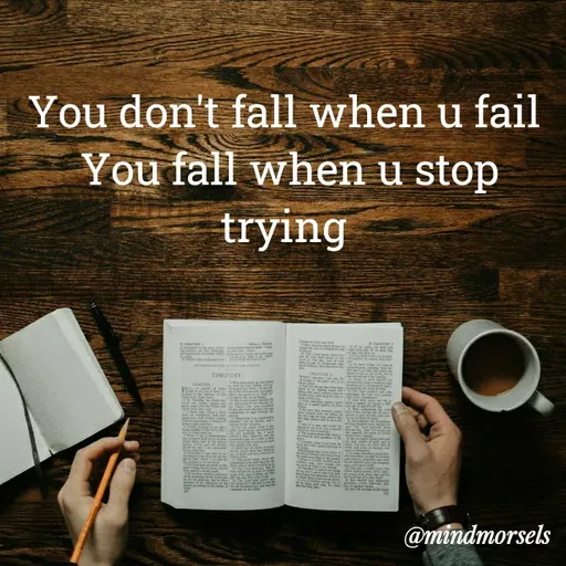 Quote by mindmorsels - You don't fall when u fail 
You fall when u stop trying  - Made using Quotes Creator App, Post Maker App