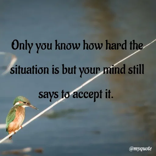 Quote by What's in a Name - Only you know how hard the situation is but your mind still says to accept it.  - Made using Quotes Creator App, Post Maker App