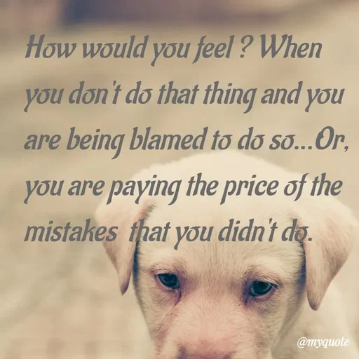 Quote by What's in a Name - How would you feel ? When you don't do that thing and you are being blamed to do so...Or, you are paying the price of the mistakes  that you didn't do. - Made using Quotes Creator App, Post Maker App