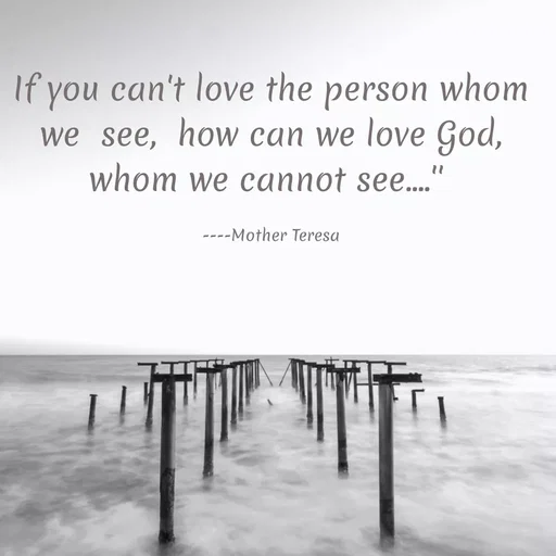 Quote by Ramprakash Gupta - If you can't love the person whom
we see, how can we love God,
whom we cannot see...."
---Mother Teresa
 - Made using Quotes Creator App, Post Maker App